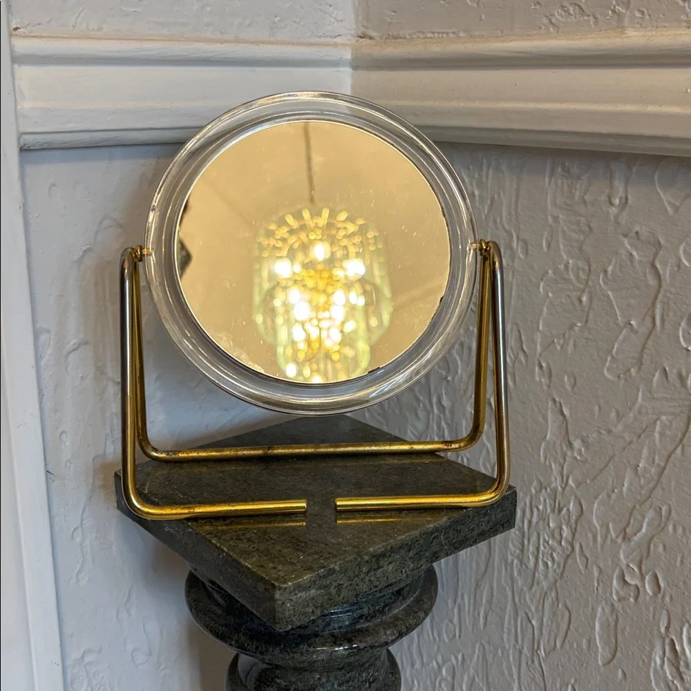 Round Gold and Clear Vintage Double Sided Vanity Mirror